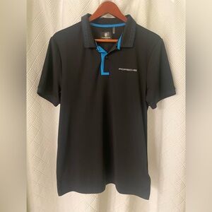 Porsche Taycan Collection Men’s Black Polo with Blue Trim Size Small